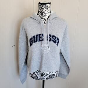 Guess Hannah Quarter Zip Cropped Varsity Hoodie